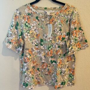 Liz Claiborne Floral Short-Sleeve Top in Multi Floral